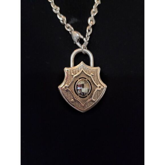 Brighton Love Padlock Silver Long Necklace - Picture 6 of 6